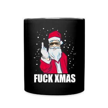 Mittelfinger Santa Fuck Xmas Weihnachten Geschenk - Tasse einfarbig - Schwarz - Vorne