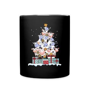 Kuh Kühe Landwirt Bauer Weihnachten Geschenk - Tasse einfarbig - Schwarz - Vorne