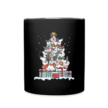 Französische Bulldogge Hund Weihnachten Geschenk - Tasse einfarbig - Schwarz - Vorne