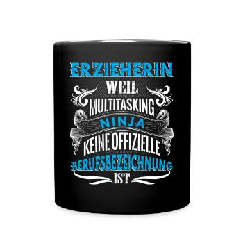 Erzieherin - Tasse einfarbig - Schwarz - Vorne
