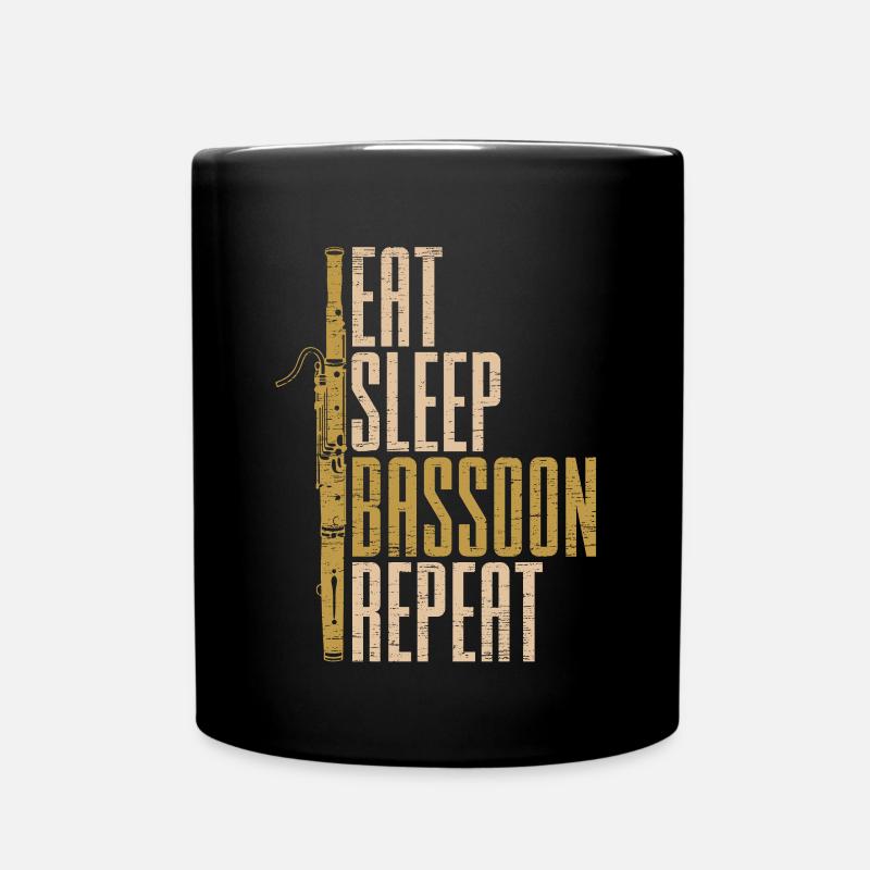 Eat Sleep Fagott Repeat Geschenk Spruch Kinder - Tasse einfarbig - Schwarz