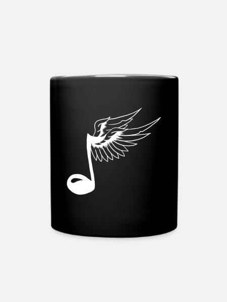 Nice touch with wings music symbol gift - Full Colour Mug - black