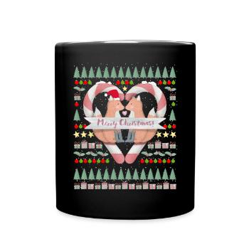 Modèle de Noël de coeur de renards de Noël drôles - Mug uni - noir - Devant