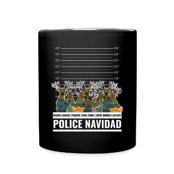 Drôle de chemise de Noël de la police Pull moche cadeau - Mug uni - noir - Devant