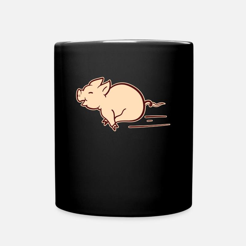 Rennendes Schwein Schweinchen Laufen Süß Geschenk - Tasse einfarbig - Schwarz