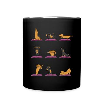 Wiener Dog Yoga Pose Dachshund Owner Yogi Gifts - Full Colour Mug - black - Front