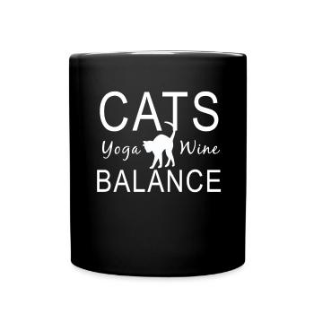 CATS YOGA WINE BALANCE - Full Colour Mug - black - Front