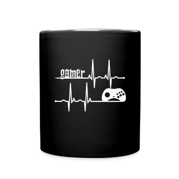 Gamer heartbeat gambler heartbeat gift - Full Colour Mug - black - Front