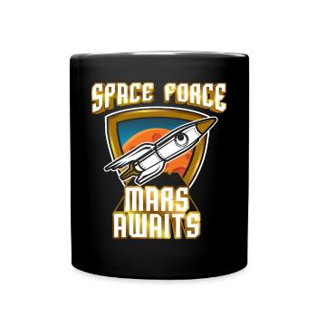 US Space Force Vintage Art Colonize Conquer Mars - Full Colour Mug - black - Front