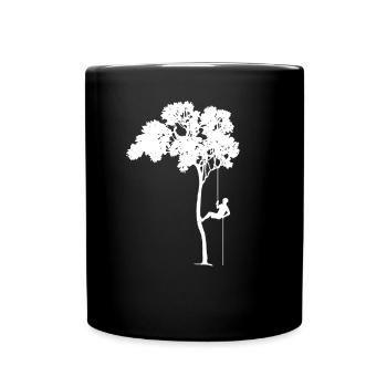 Baum Abseilen Klettern Beruf Geschenk - Tasse einfarbig - Schwarz - Vorne