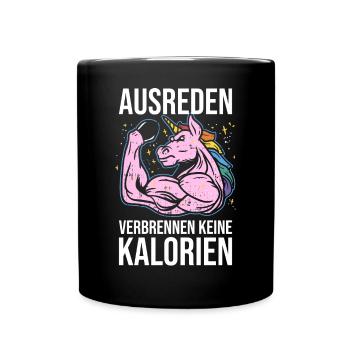 Motivation Calories Excuses Sport Licorne Fitness - Mug uni - noir - Devant