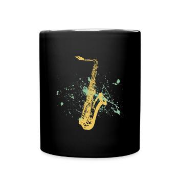Saxophone Saxofon Jazzmusik Geschenk Gift - Tasse einfarbig - Schwarz - Vorne