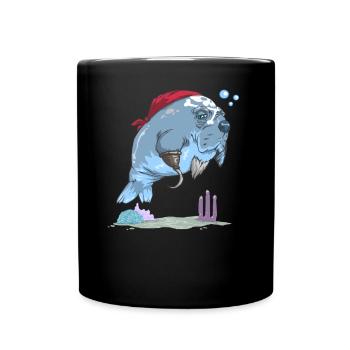 Pirate Manatee Funny Sea Cow Lover - Full Colour Mug - black - Front