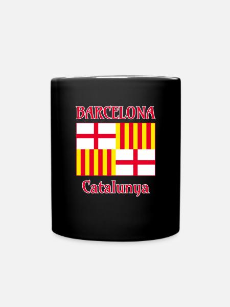 Barcelona flag in red white and yellow - Full Colour Mug - black