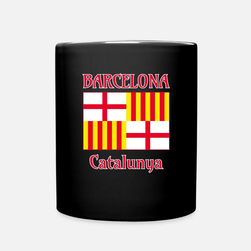 Barcelona flag in red white and yellow - Full Colour Mug - black