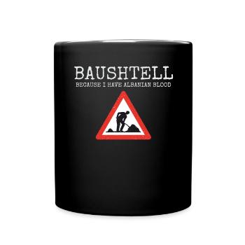 Albanischer Humor "Albanian Blood" - Tasse einfarbig - Schwarz - Vorne