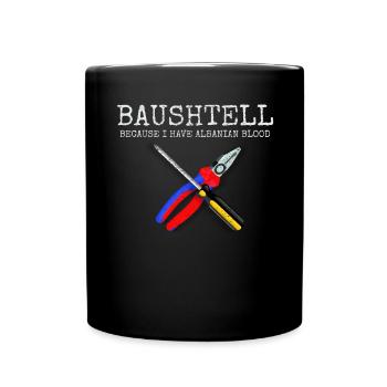 Albanischer Humor "Albanian Blood" - Tasse einfarbig - Schwarz - Vorne