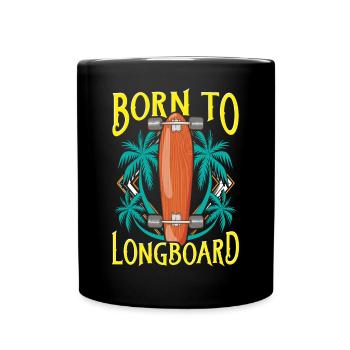 Born To Longboard - Longboarder - Full Colour Mug - black - Front