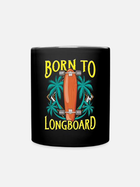 Born To Longboard - Longboarder - Full Colour Mug - black