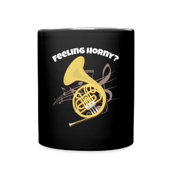 Conception drôle de cor français Fanfare en corne de laiton - Mug uni - noir - Devant