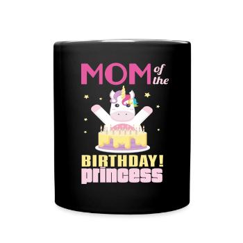 Maman de l'anniversaire princesse licorne - Mug uni - noir - Devant