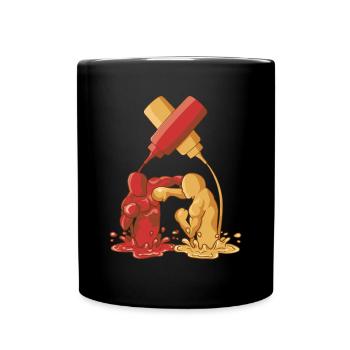 Ketchup vs Senf Epischer Kamp Fast Food Cadeau - Mug uni - noir - Devant