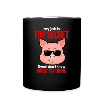 Beruf Arbeit Agent Geheim Schwein Top Secret Büro - Tasse einfarbig - Schwarz - Vorne