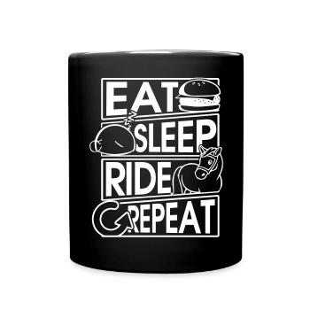 Eat Sleep Ride Repeat Pferd Horse Geschenk Gift - Tasse einfarbig - Schwarz - Vorne