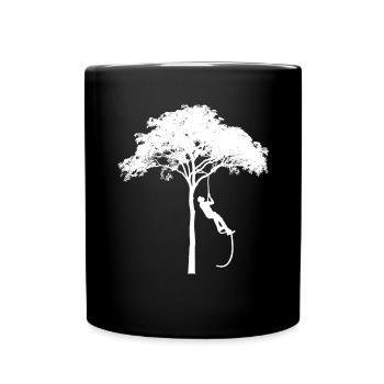 Baum Klettern Beruf Hobby Seil - Tasse einfarbig - Schwarz - Vorne