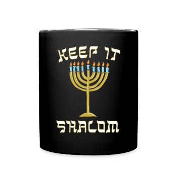 Keep is Shalom Chanukka Menora - Tasse einfarbig - Schwarz - Vorne