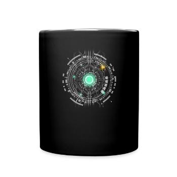 nerd CPU core computer code pc board spaceship - Full Colour Mug - black - Front