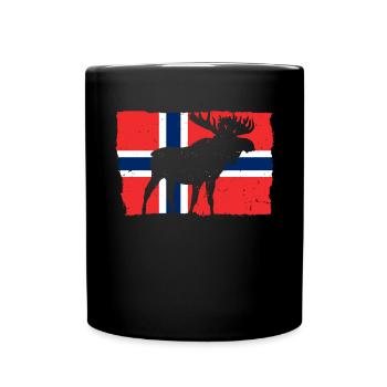 Norwegen Flagge Elch Tier Urlaub - Tasse einfarbig - Schwarz - Vorne