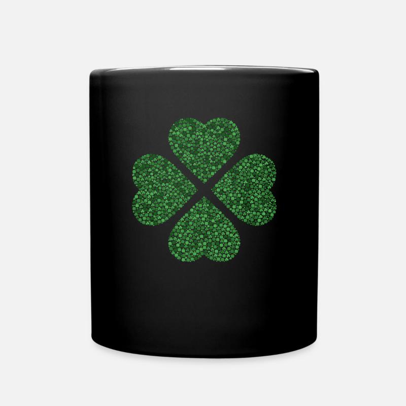 Clover gefüllt mit verschiedenen Kleeblättern (Grü - Tasse einfarbig - Schwarz