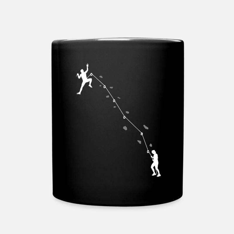 Grimpeur grimpe sur une paroi rocheuse | montée - Mug uni - noir