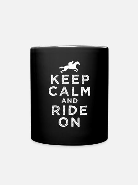 Keep Calm And Ride On | Horse Riding - Full Colour Mug - black