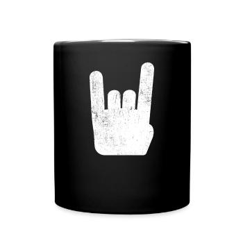 Pommesgabel Metal Hand Rock Metal Music - Full Colour Mug - black - Front