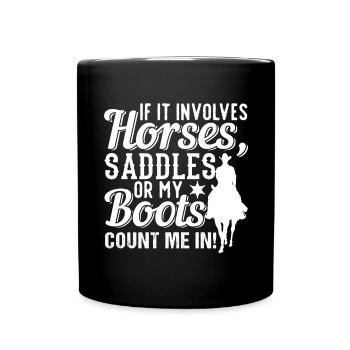 Horses Saddles Boots Rodeo Cowboy - Tasse einfarbig - Schwarz - Vorne