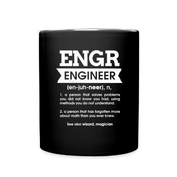 Engr Engineer Defintion Noun Geschenk Ingenieur - Tasse einfarbig - Schwarz - Vorne