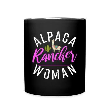 Alpaca Rancher Woman | Llama Lover Fan - Full Colour Mug - black - Front