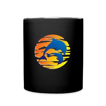 Dolphins and sun - Full Colour Mug - black - Front
