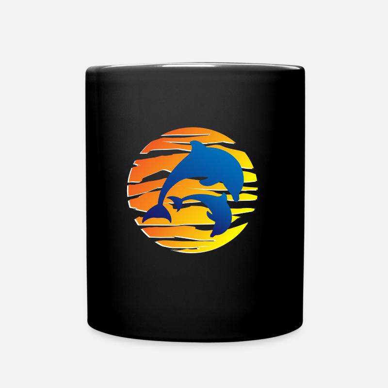 Delfine und Sonne - Tasse einfarbig - Schwarz
