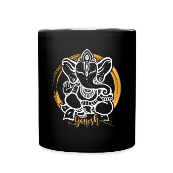 Lord Ganesh Design | Hinduism Gift for Believers - Full Colour Mug - black - Front