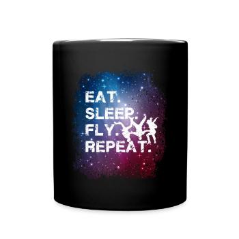 Space Skydiving Eat Sleep Fly Repeat - Tasse einfarbig - Schwarz - Vorne