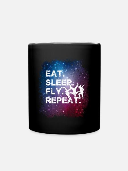Space Skydiving Eat Sleep Fly Repeat - Tasse einfarbig - Schwarz