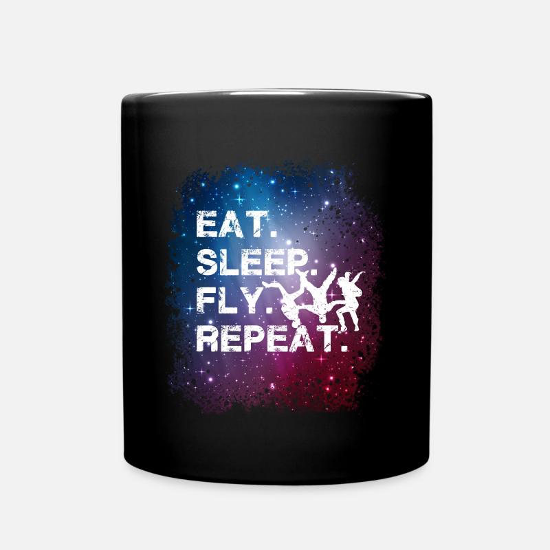 Space Skydiving Eat Sleep Fly Repeat - Tasse einfarbig - Schwarz