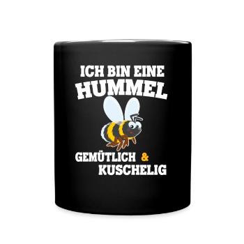 Ich bin eine Hummel, gemütlich & kuschelig - Tasse einfarbig - Schwarz - Vorne