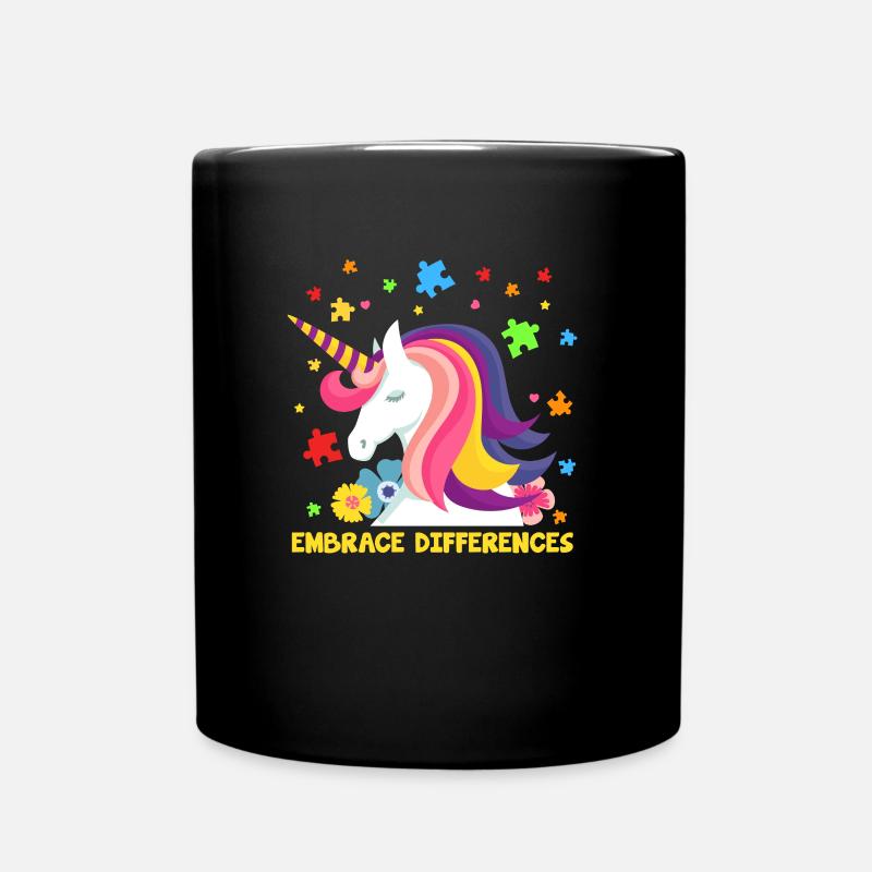 Autismus Einhorn Autist Asperger Autism Geschenk - Tasse einfarbig - Schwarz