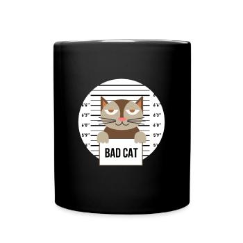 Süße Katze Gefängnis Knast Hinter Gittern Böse - Tasse einfarbig - Schwarz - Vorne