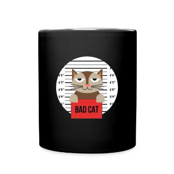 Süße Katze Gefängnis Knast Hinter Gittern Böse - Tasse einfarbig - Schwarz - Vorne