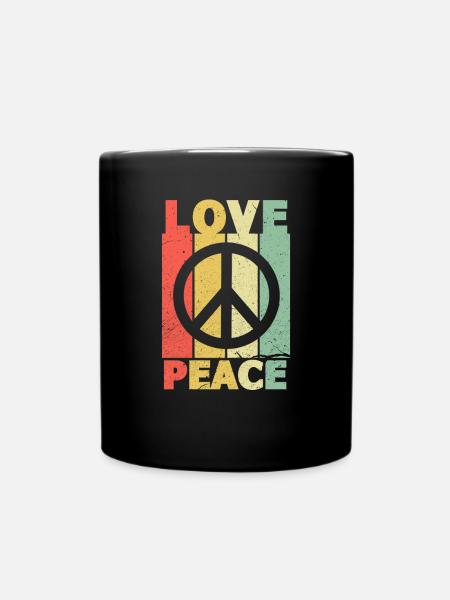 Jahfre années 70 Love Peace Hippie Gift Années 70 - Mug uni - noir